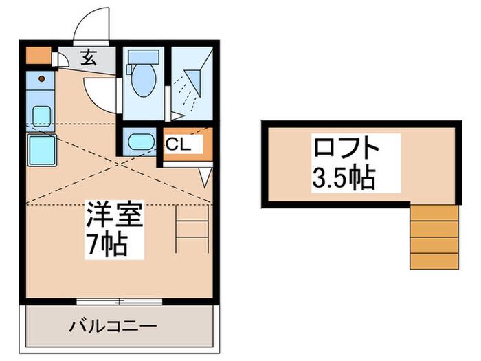 APウィスタリア(ワンルーム/2階)の間取り写真