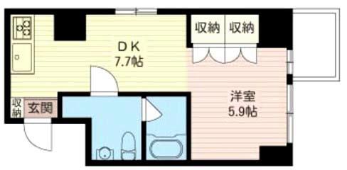 SEASONTOWERイースト(1DK/8階)の間取り写真