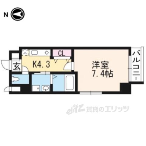 プレザント京都・東山(1K/4階)の間取り写真