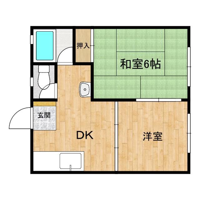 チェリーハイツ(2DK/2階)の間取り写真