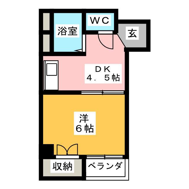 コアパレス安西(1DK/2階)の間取り写真