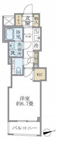 エシッド市ヶ谷薬王寺(1K/4階)の間取り写真