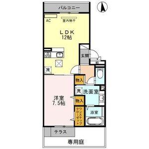 アゴーラ針中野(1LDK/1階)の間取り写真
