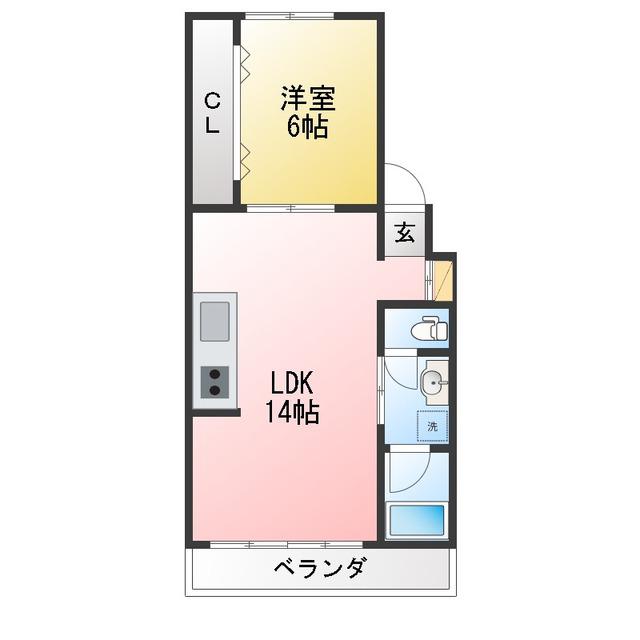 ハイツスエヒロ(1LDK/2階)の間取り写真