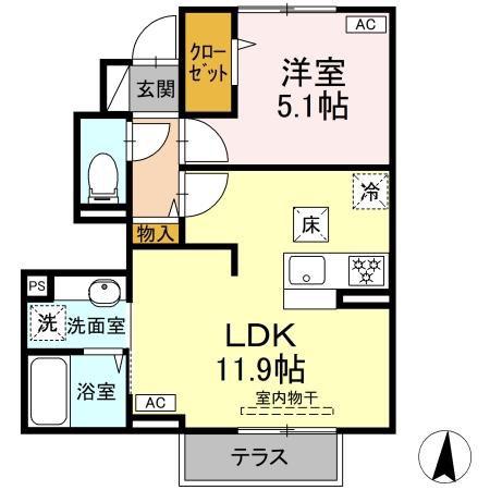 CONFORT渚(1LDK/1階)の間取り写真