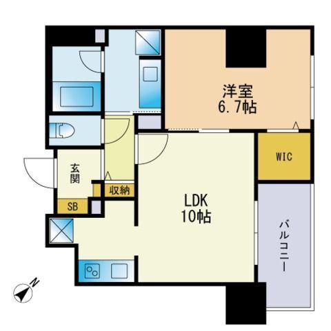 ウィスタリアレジデンス博多(1LDK/5階)の間取り写真