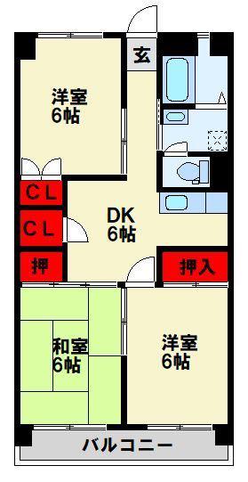 オアシス中井(3DK/5階)の間取り写真