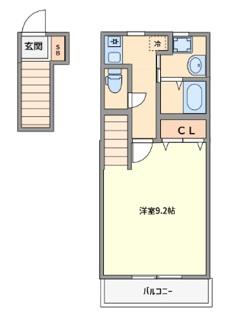 ハートフル道場南口(1K/2階)の間取り写真