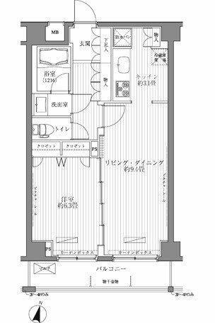 メゾンカルム西新宿(1LDK/5階)の間取り写真