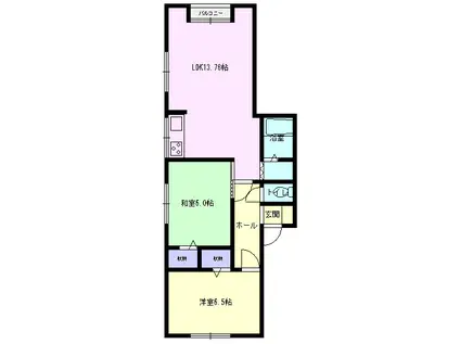 ヴィラージュサガ(2LDK/1階)の間取り写真