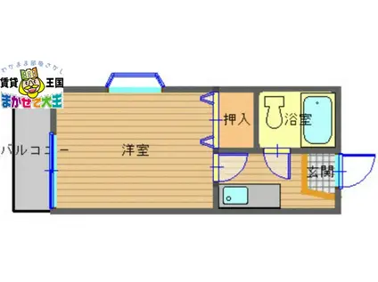 ルービック中尾(1K/2階)の間取り写真