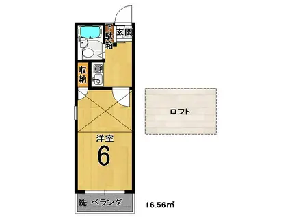 ソレイユ21四条大宮(1K/1階)の間取り写真