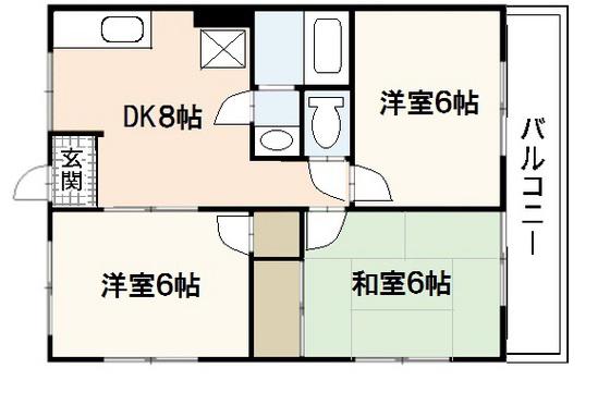 コーポ熊本(3DK/4階)の間取り写真
