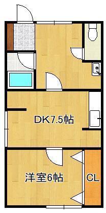 コーポMC(1DK/1階)の間取り写真