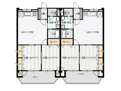 フェリス伊那(2LDK/1階)の間取り写真