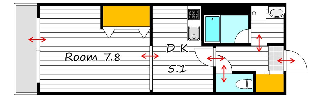 ソレアート伊福(1DK/1階)の間取り写真