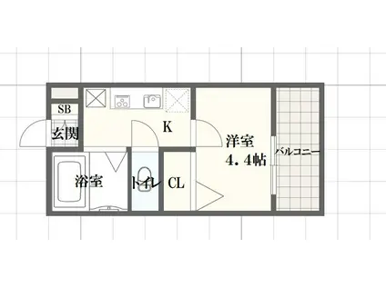 ビーフォレスト姫路イースト(1K/4階)の間取り写真