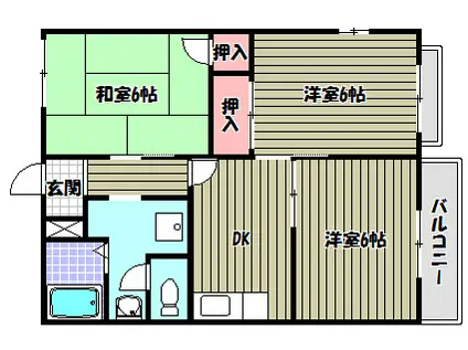 サンハイツ西井II(3DK/2階)の間取り写真