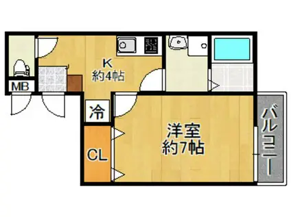 NOIVEL MINAMI HANAYASHIKIノイヴェル南花屋敷(1K/1階)の間取り写真