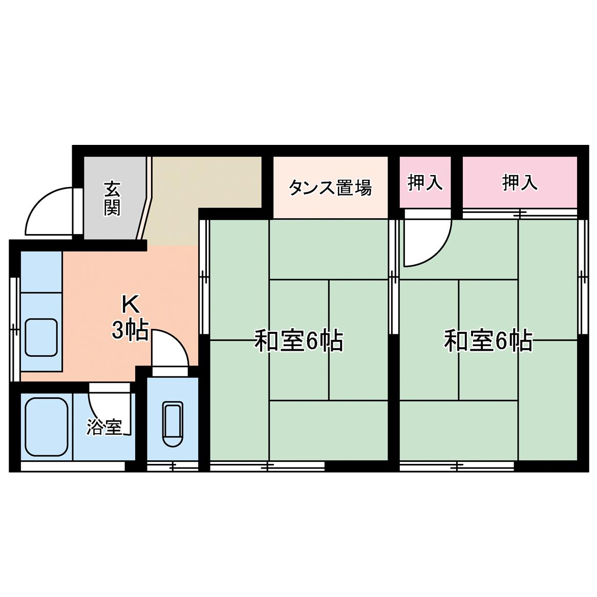 カルマーレ(2K/2階)の間取り写真