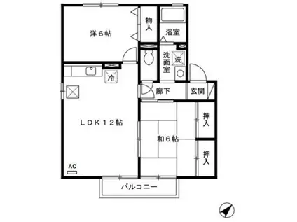 グランジュールTOJIKI(2LDK/1階)の間取り写真
