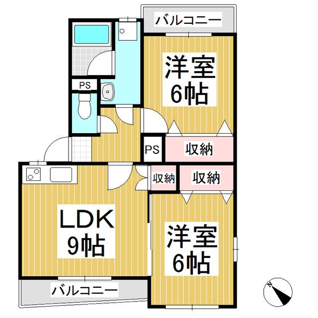 ガーデン・ハイム樗3番館(2LDK/3階)の間取り写真
