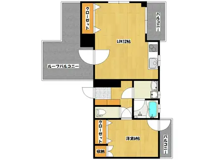 ルネス桜坂(1LDK/3階)の間取り写真