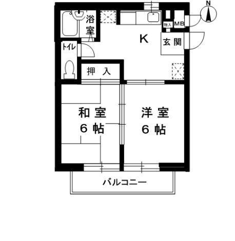 リヴィエール苦楽園(2K/1階)の間取り写真