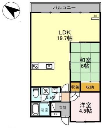 サンコミュニティー(2LDK/4階)の間取り写真