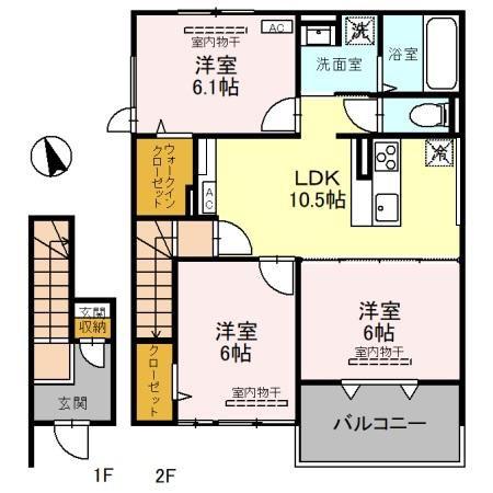 セブンワンテン M(3LDK/2階)の間取り写真