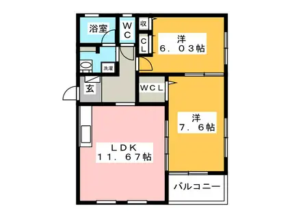 ヴィラ・アングレーズ(2LDK/1階)の間取り写真