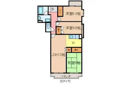 Kボヌール(3LDK/2階)の間取り写真