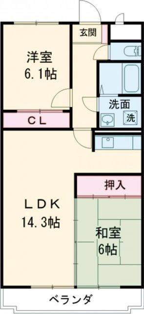 NH菰口(2LDK/3階)の間取り写真
