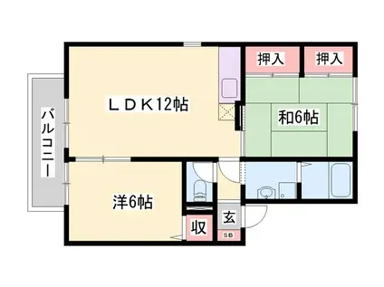 メイプルハイツ(2LDK/2階)の間取り写真
