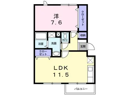 ナックメイプルニュータウンB(1LDK/3階)の間取り写真