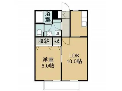 コーポハピネス(1LDK/2階)の間取り写真