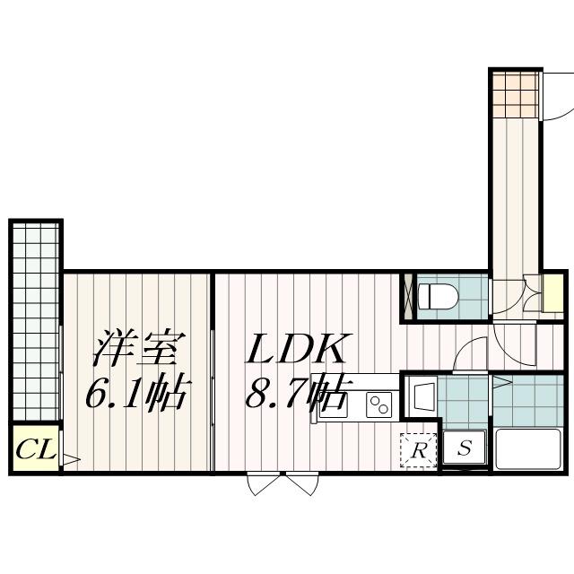 YUU黒砂(1LDK/1階)の間取り写真