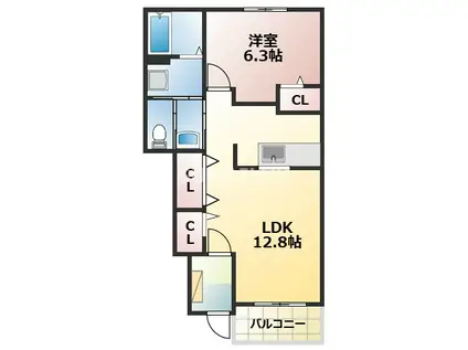 パレ・ド・ボヌール(1LDK/1階)の間取り写真