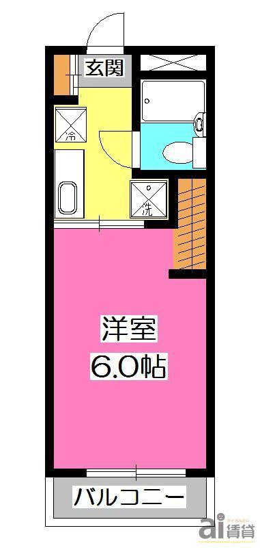 所沢ハイム(1K/1階)の間取り写真