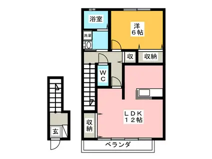 フォレットフォンティーヌA棟(1LDK/2階)の間取り写真