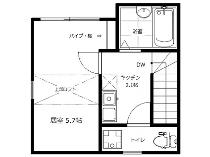 ANGE桜上水(1K/2階)の間取り写真