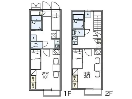 レオパレスリバーポート(1K/2階)の間取り写真