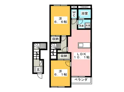 スターテラス(2LDK/2階)の間取り写真