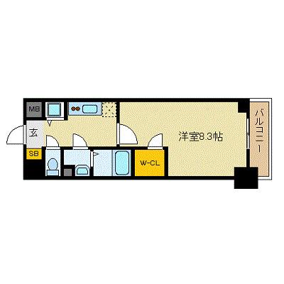 プレサンス栄ライズ(1K/12階)の間取り写真