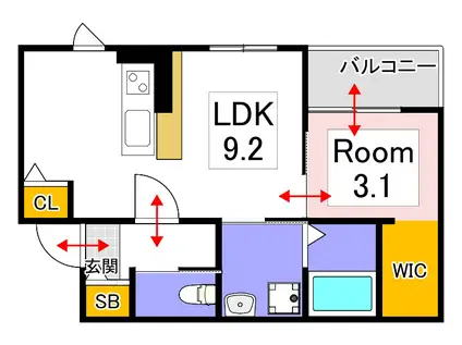CUORE大福(1LDK/2階)の間取り写真