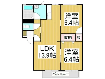 フレグランス上杉A(2LDK/1階)の間取り写真