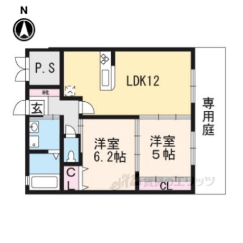 FIRST HILLS TAHARA(2LDK/1階)の間取り写真