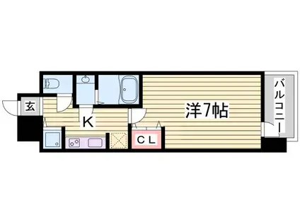 LAV神戸三宮(1K/13階)の間取り写真