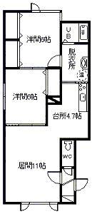 ウィステリア(2LDK/1階)の間取り写真