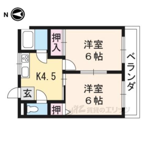 レジデンスミナミ(2DK/2階)の間取り写真